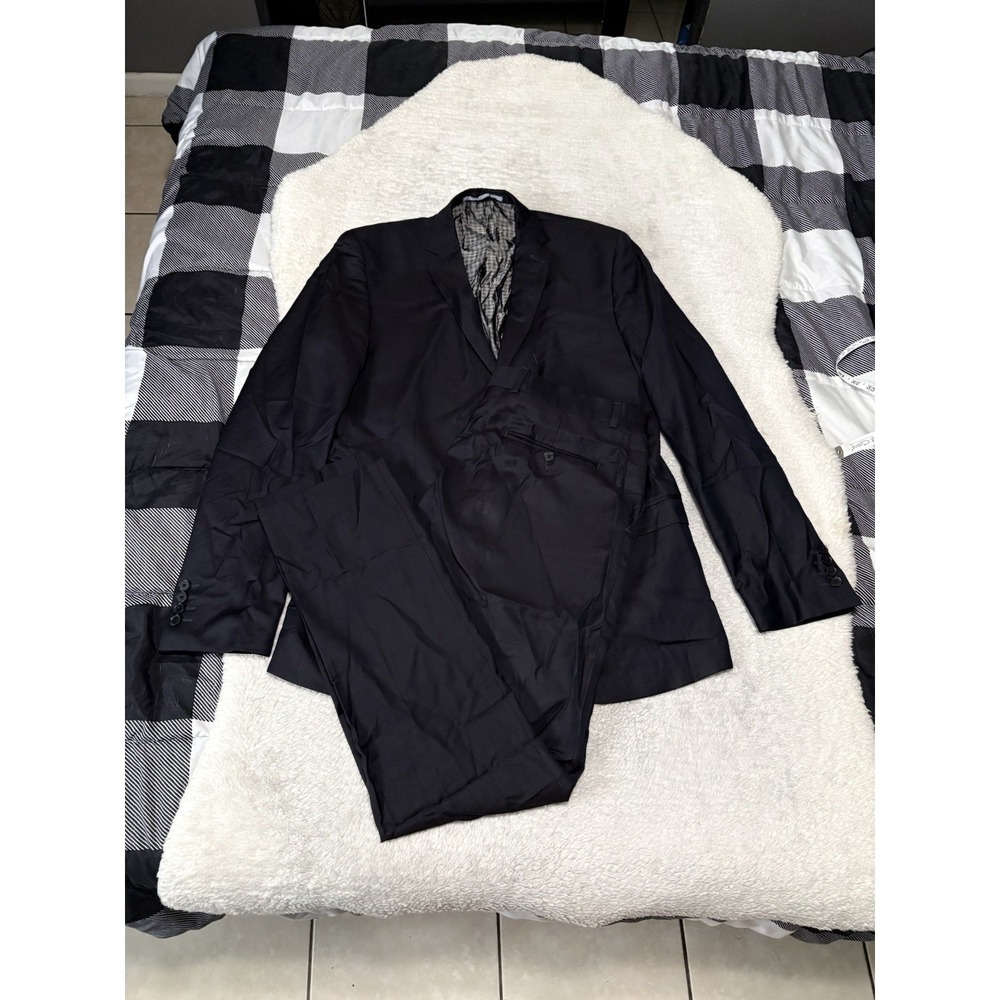 Ben Sherman Men's Dark Blue 2 Piece Suit Blazer 44L Pants 36x34 Wool Skinny